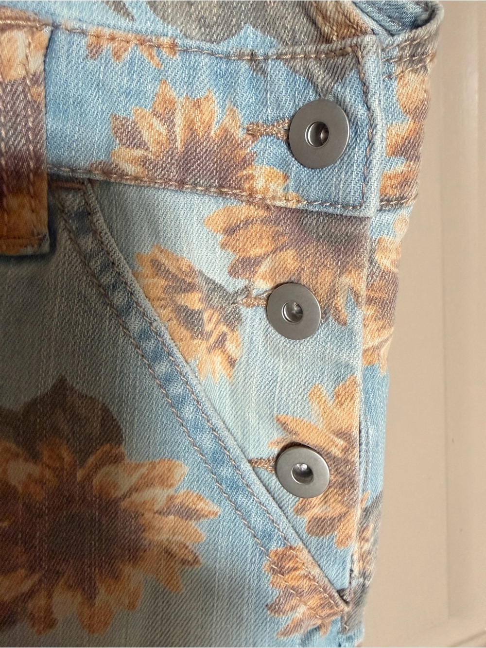 Sunflower Print Denim Overall Dungarees - Picture 3 of 13